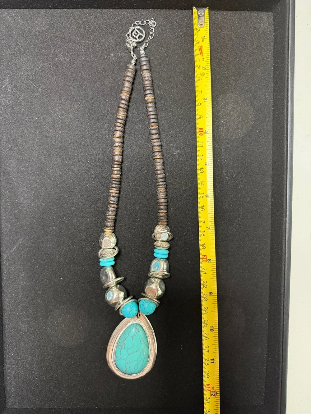 Turquoise Teardrop Pendant Necklace with Beaded Accents